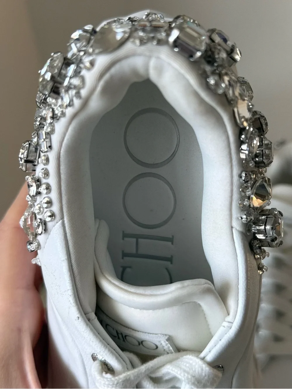 JIMMY CHOO Diamond Maxi Crystal-Embellished Sneakers $1,595 37